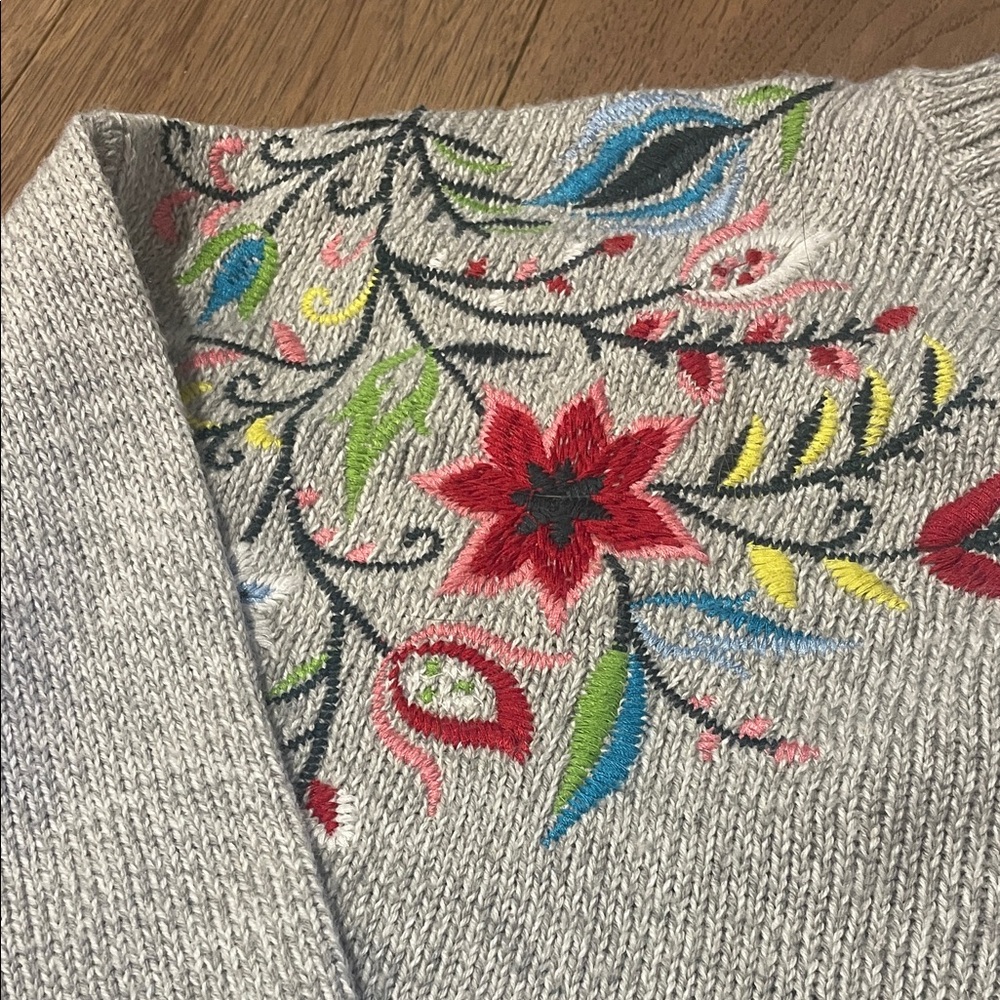 Embroidered Gray Sweater - Picture 6 of 6